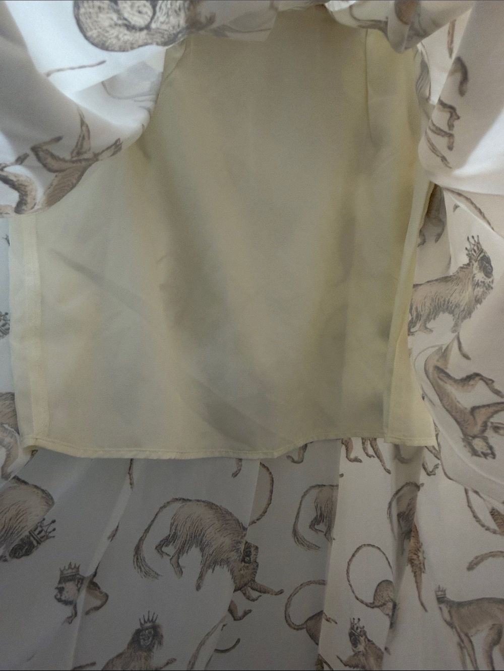 H&M Women's Crowned Monkey Cream Printed Midi Skirt Size 4 NWT - Picture 6 of 9